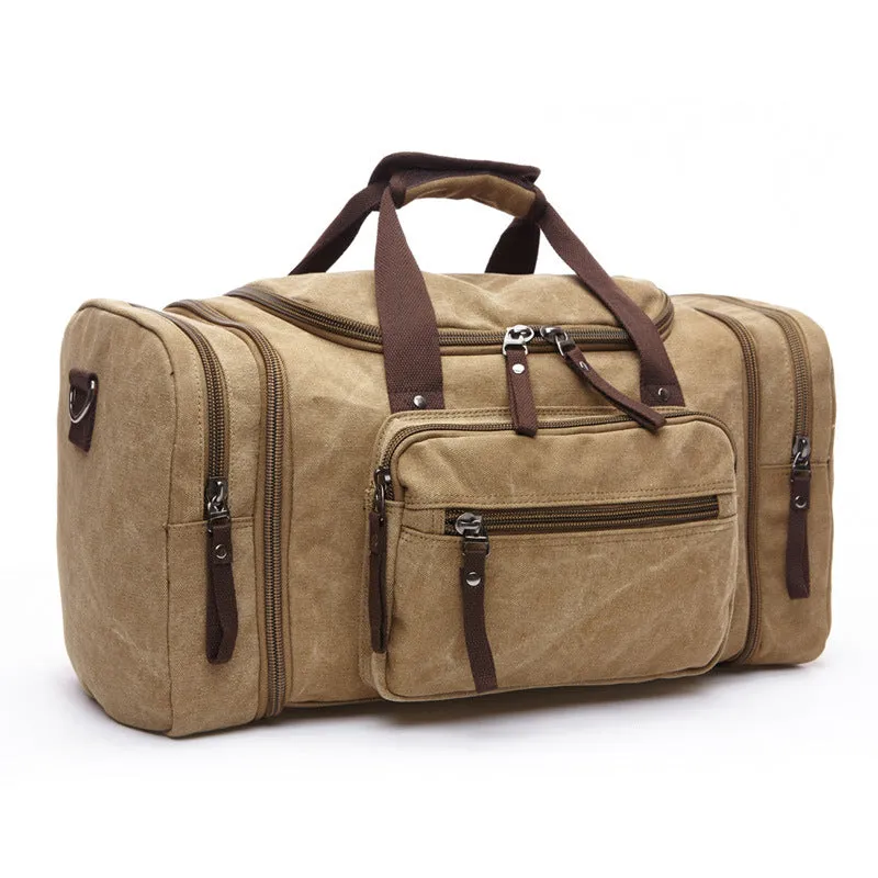 Canvas Travel Duffel Bag Canvas Weekend Bag Casual Carry On Bag For Men And Women