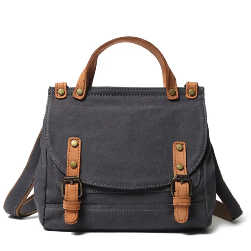 Canvas With Leather Handbag for Women, Stylish Canvas Messenger Shoulder Bag Crossbody Bag
