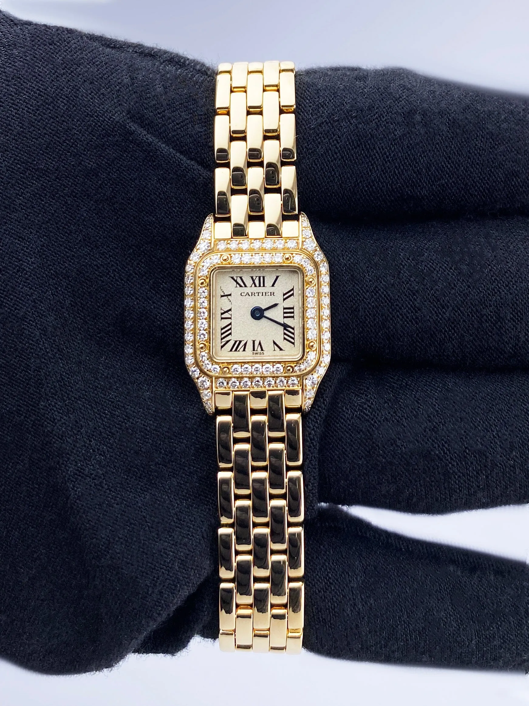 Cartier Panthere Mini WF3163B9 Diamond 18K Yellow Gold Ladies Watch