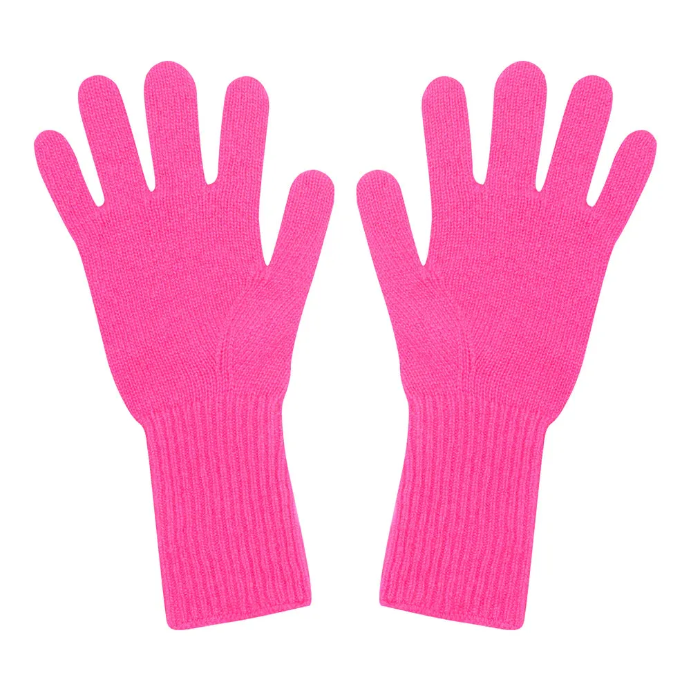cashmere gloves - hot pink