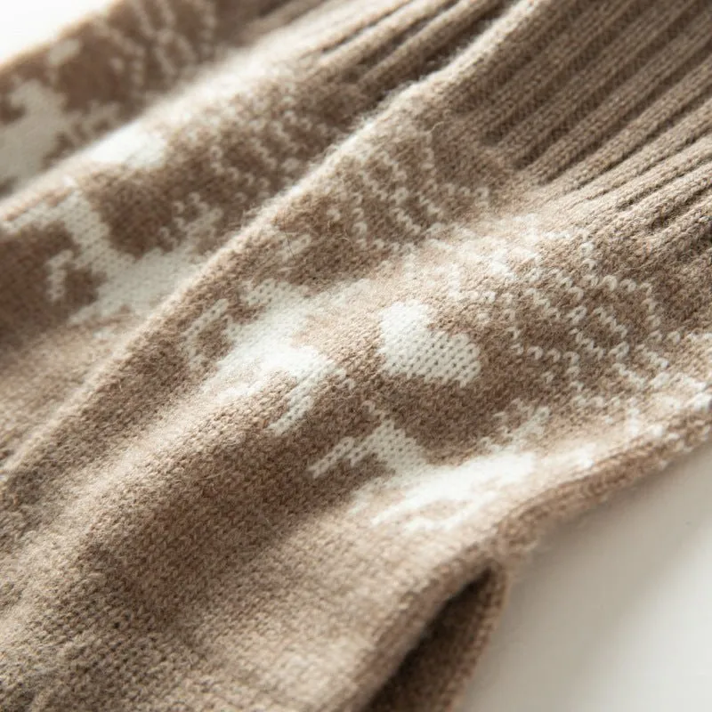 Cashmere Gloves With Fair Isle Reindeer Cashmere Glove Running Hiking