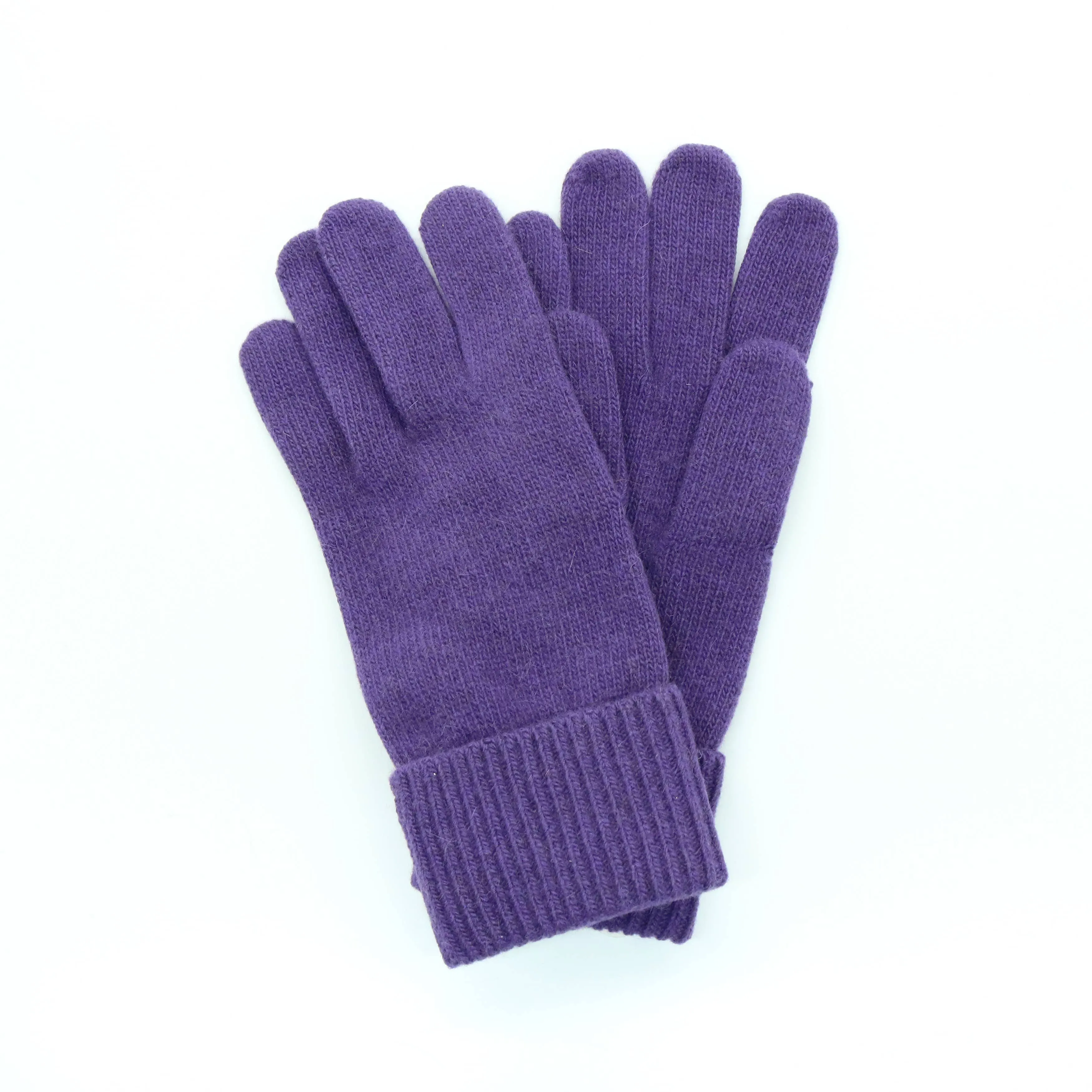 Cashmere Gloves With Ribbed Cuff: SK Purple