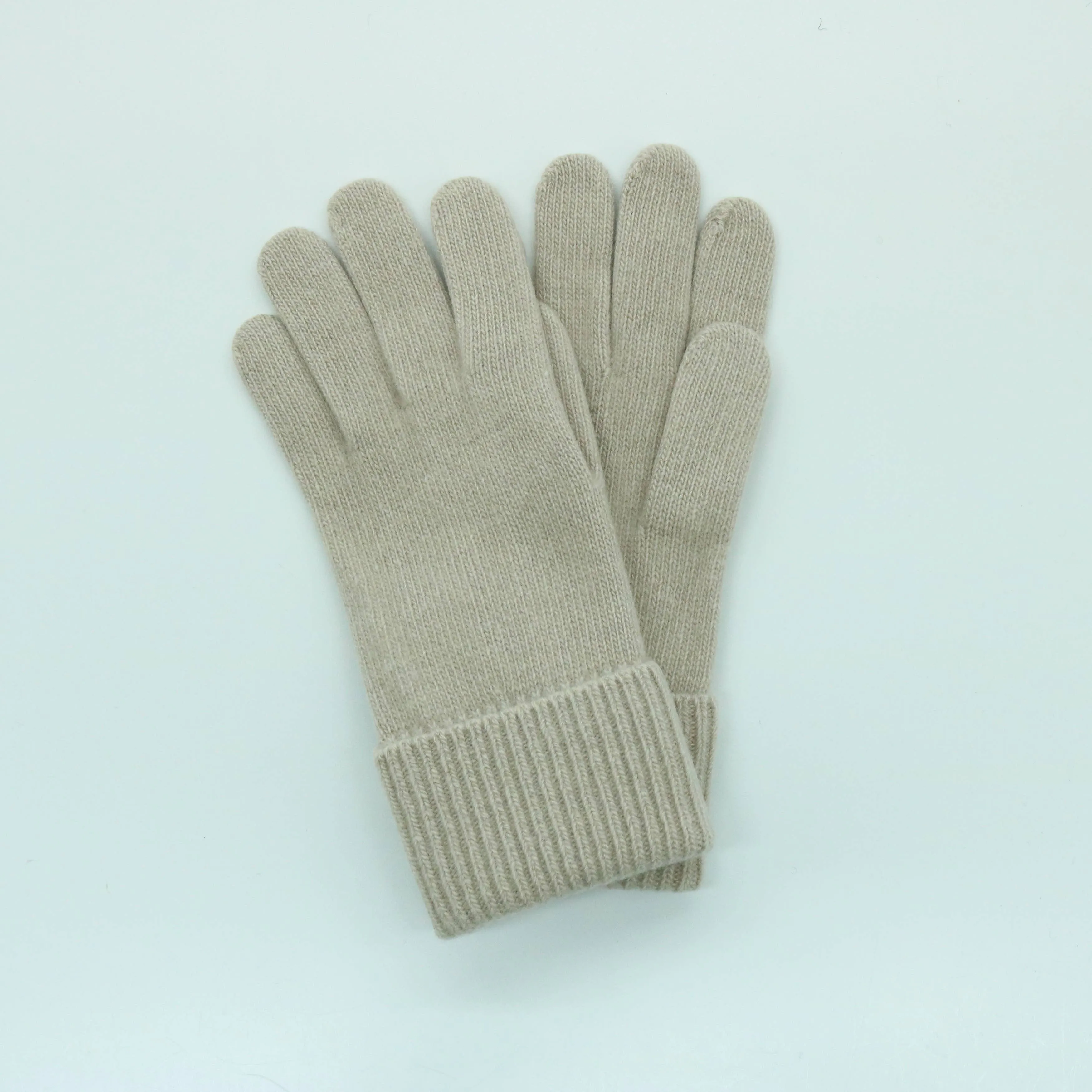 Cashmere Gloves With Ribbed Cuff: SK Purple