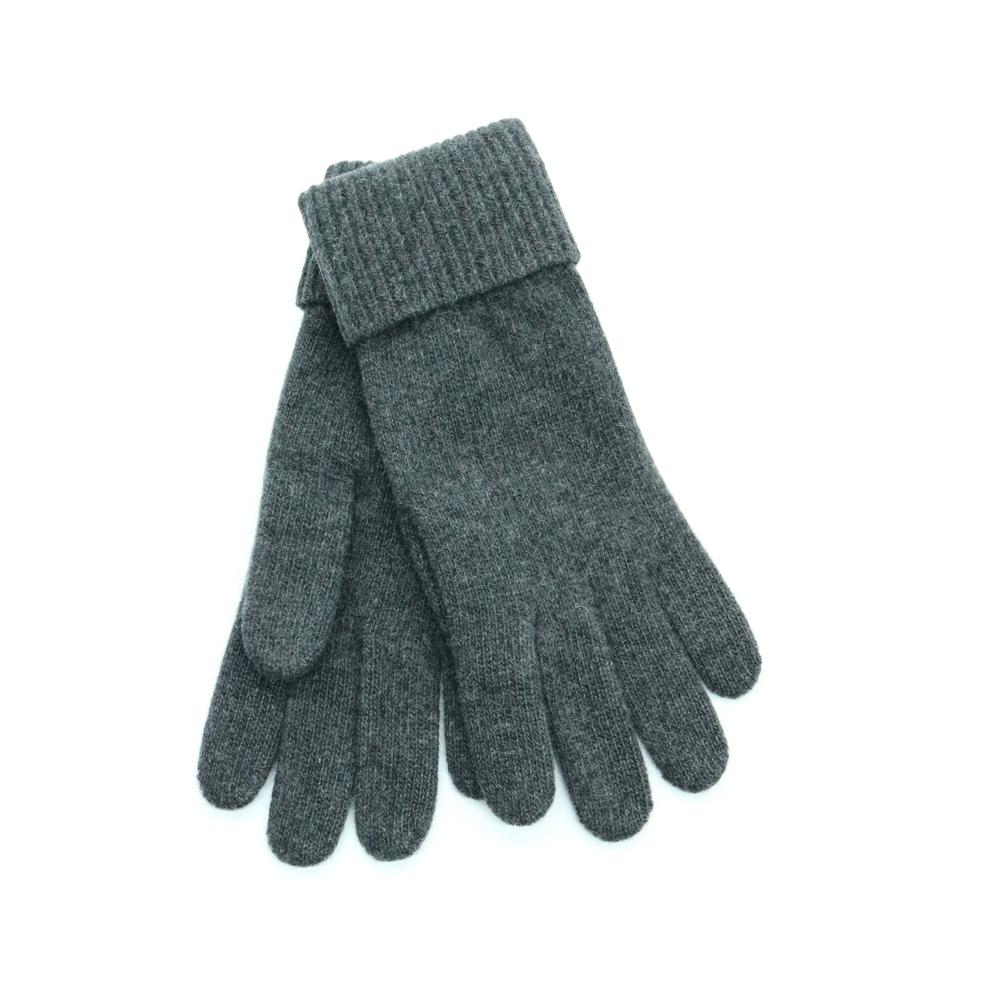 Cashmere Gloves With Ribbed Cuff: SK Purple