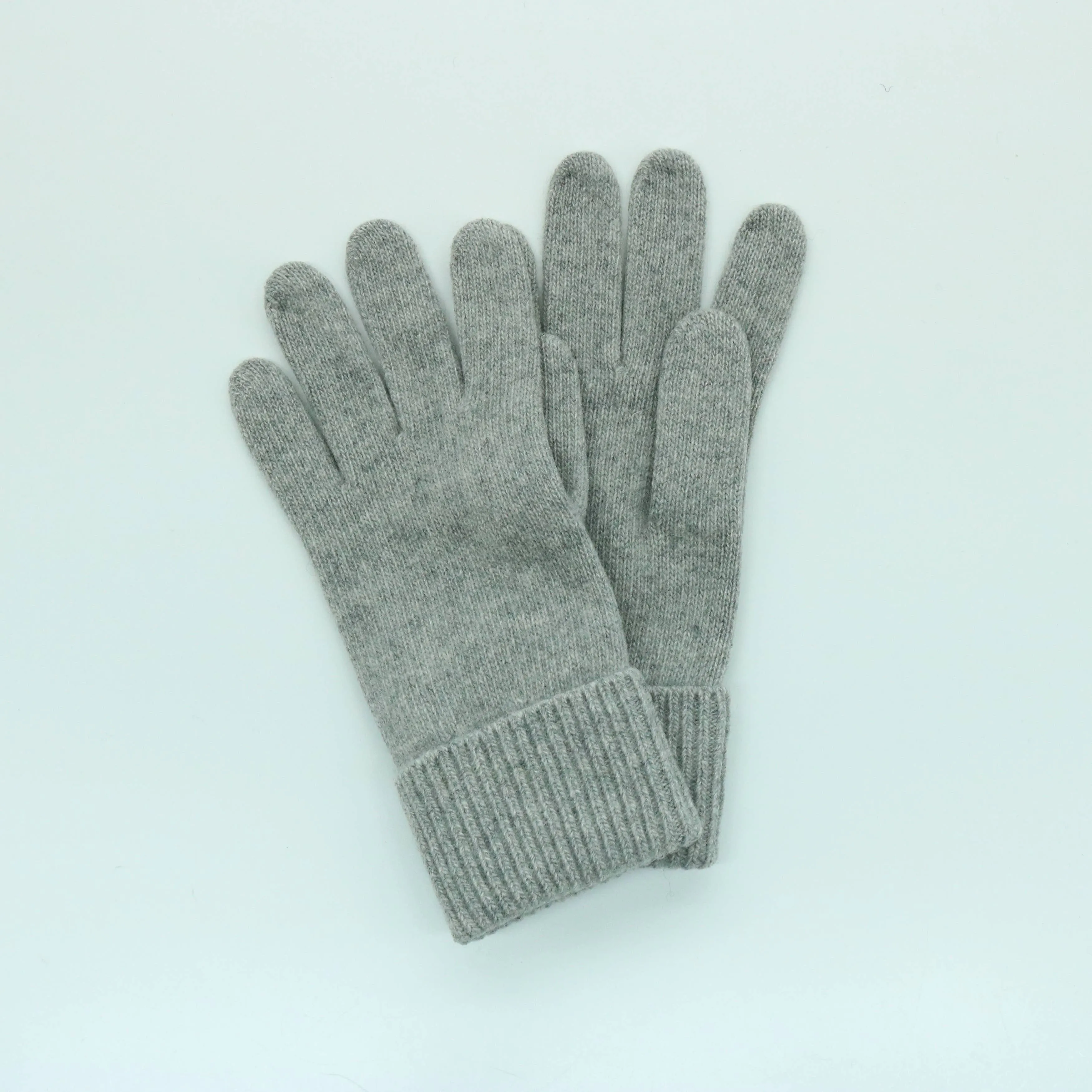 Cashmere Gloves With Ribbed Cuff: SK Purple