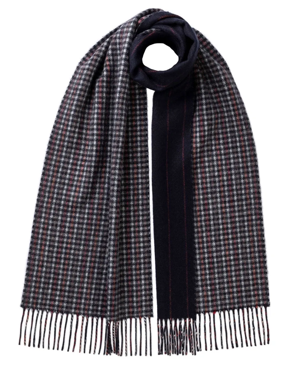 Cashmere Reversible Pinstripe Scarf in Dark Grey