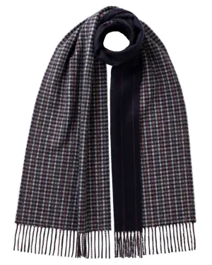 Cashmere Reversible Pinstripe Scarf in Dark Grey