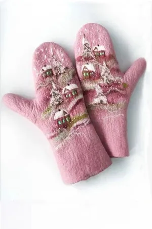 Cashmere Thick Printed Winter Warm Christmas Gloves