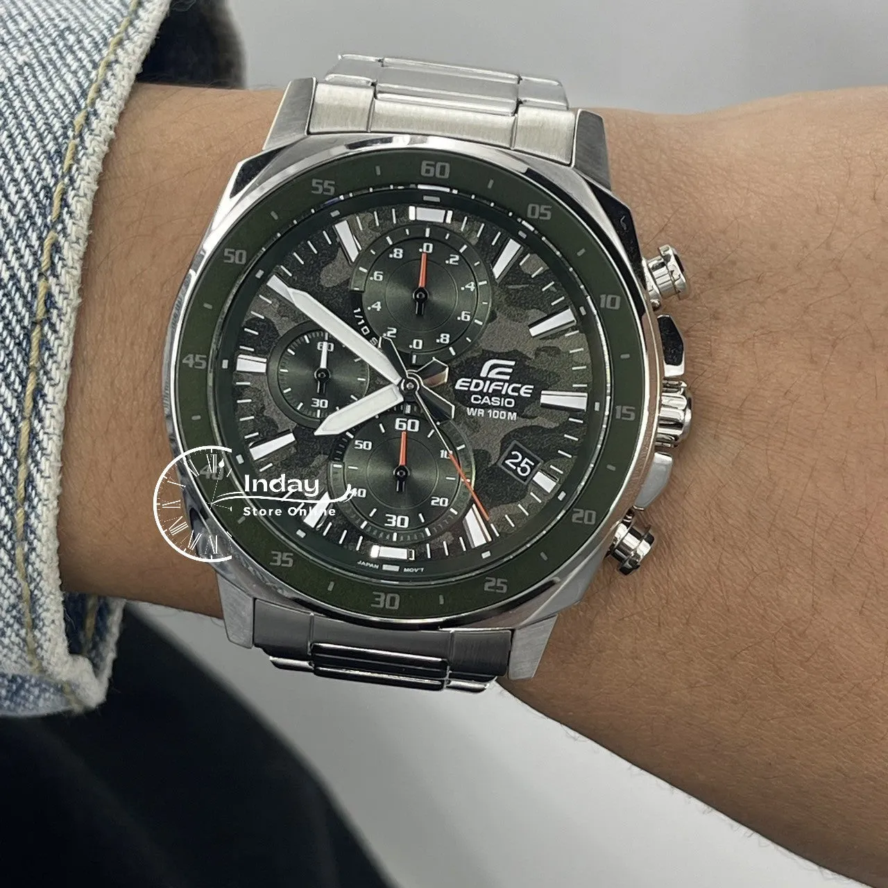 Casio Edifice Men's Watch EFV-600D-3C Standard Chronograph Stainless Steel Band Mineral Glass