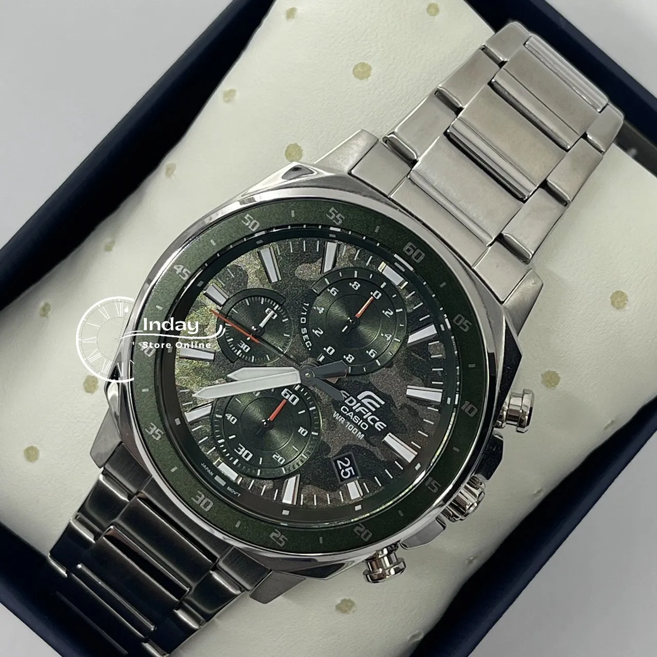 Casio Edifice Men's Watch EFV-600D-3C Standard Chronograph Stainless Steel Band Mineral Glass