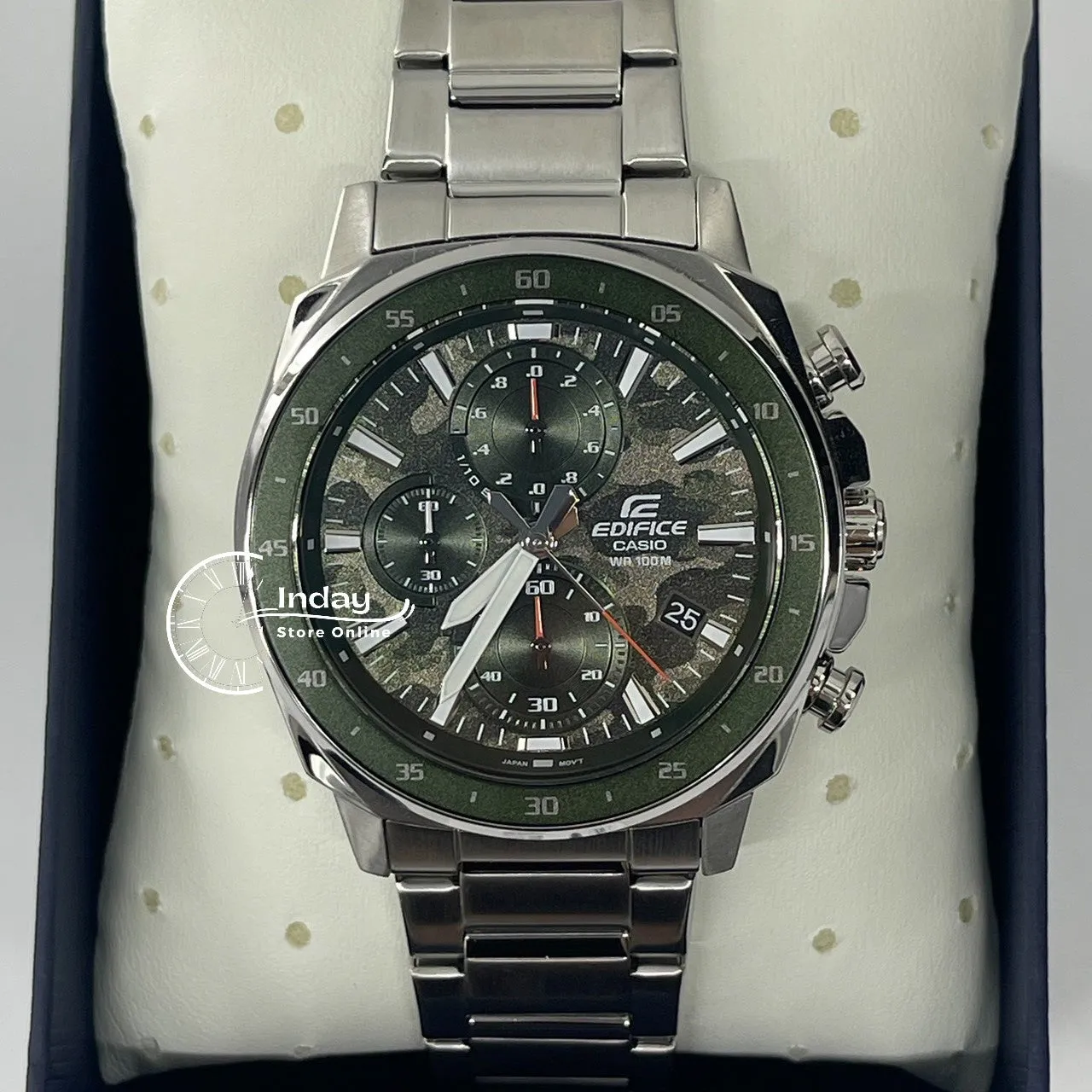 Casio Edifice Men's Watch EFV-600D-3C Standard Chronograph Stainless Steel Band Mineral Glass