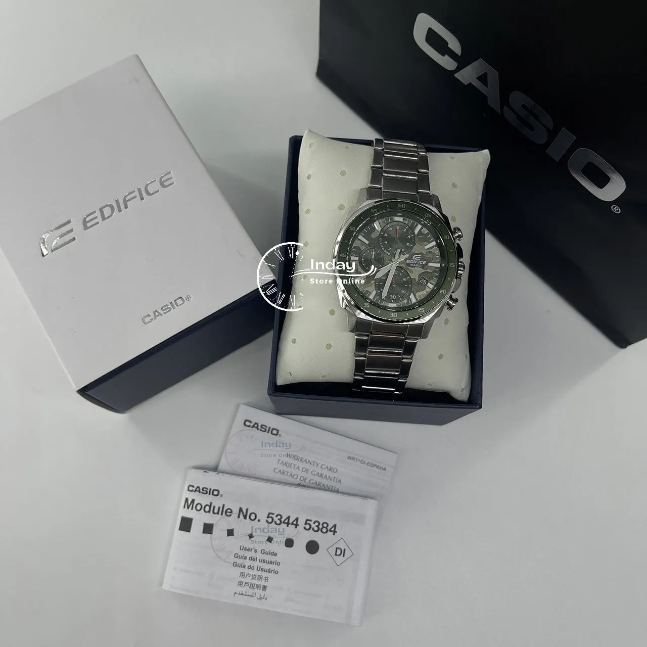 Casio Edifice Men's Watch EFV-600D-3C Standard Chronograph Stainless Steel Band Mineral Glass