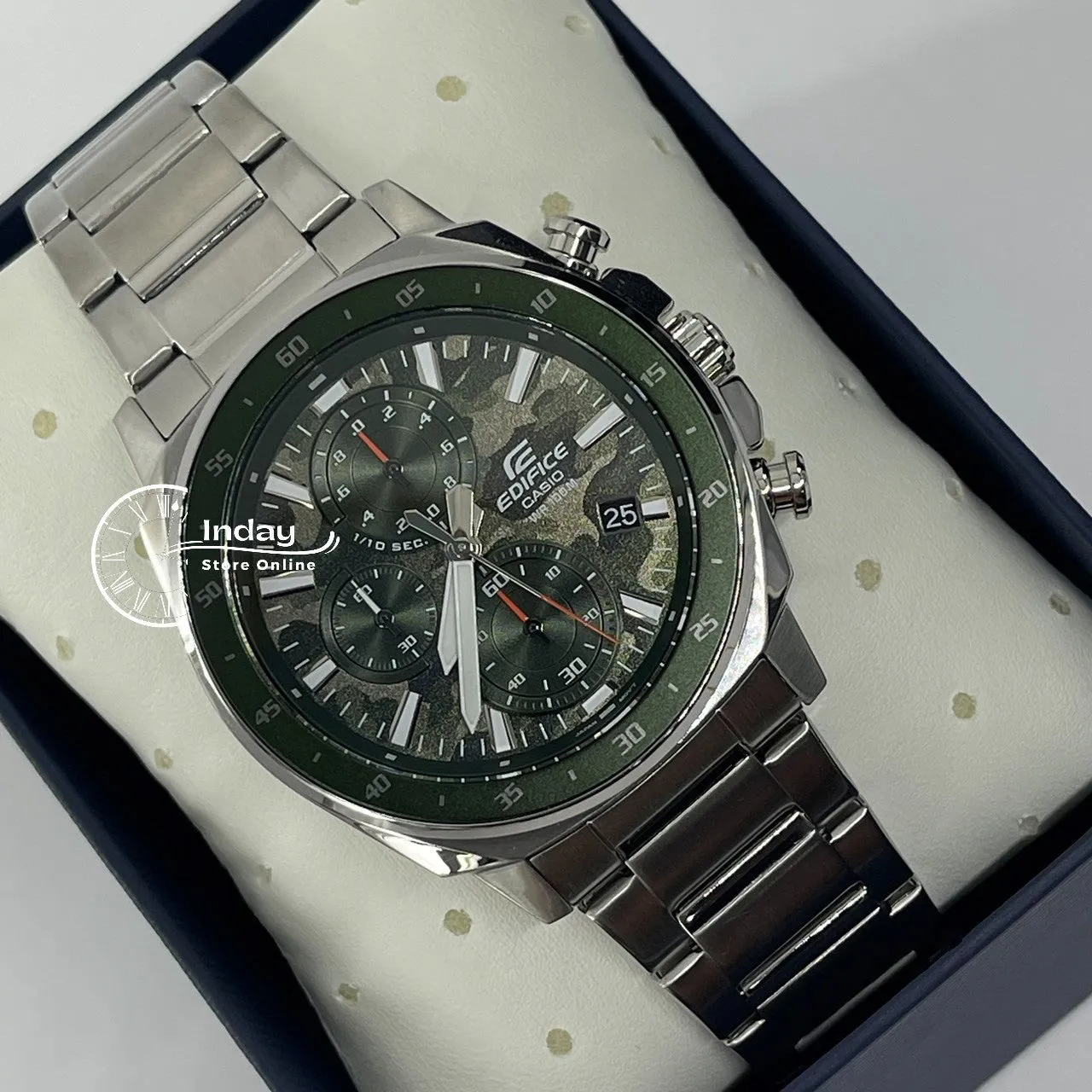 Casio Edifice Men's Watch EFV-600D-3C Standard Chronograph Stainless Steel Band Mineral Glass