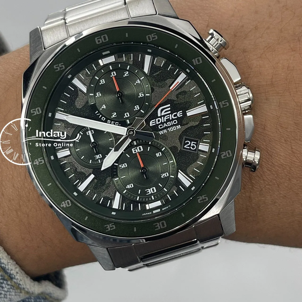 Casio Edifice Men's Watch EFV-600D-3C Standard Chronograph Stainless Steel Band Mineral Glass
