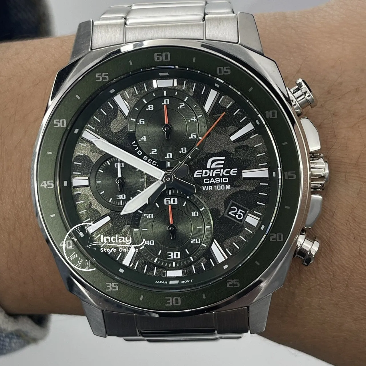 Casio Edifice Men's Watch EFV-600D-3C Standard Chronograph Stainless Steel Band Mineral Glass