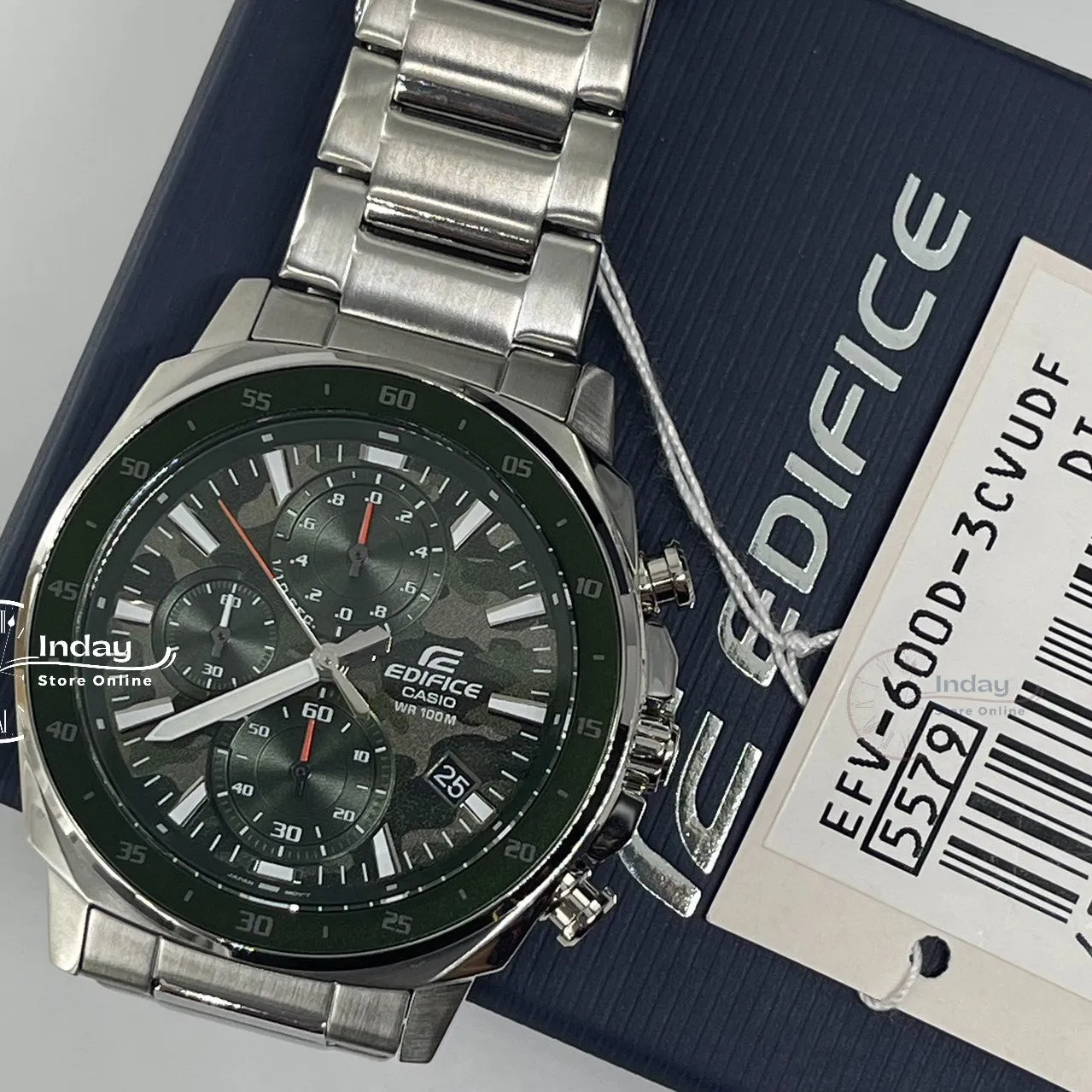 Casio Edifice Men's Watch EFV-600D-3C Standard Chronograph Stainless Steel Band Mineral Glass