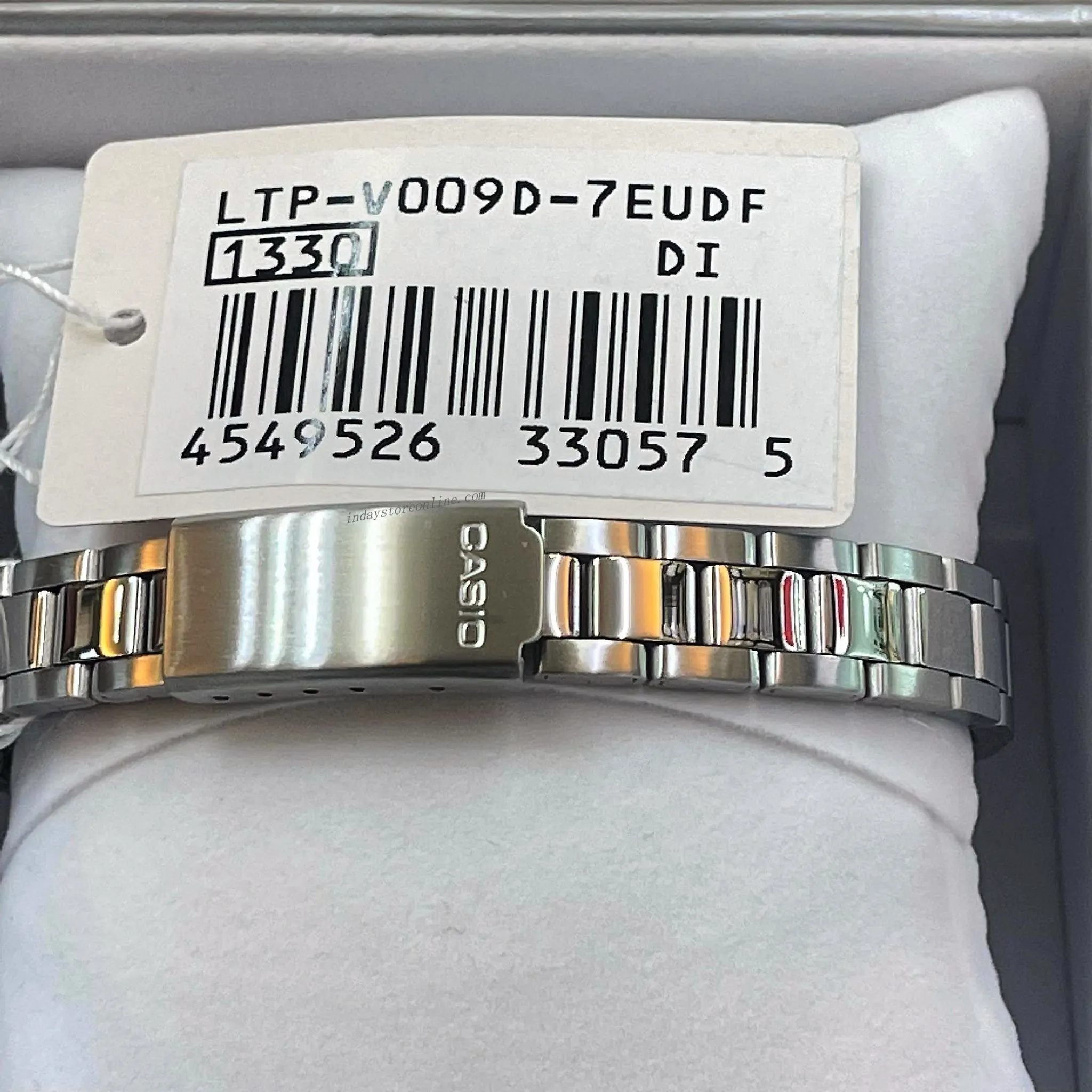 Casio Standard Women's Watch LTP-V009D-7E Square Type Silver Plated Stainless Steel Strap