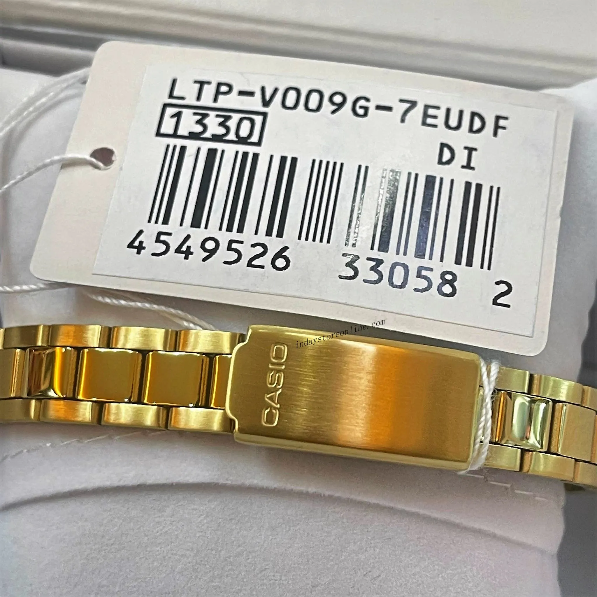 Casio Standard Women's Watch LTP-V009G-7E Square Type Gold Plated Stainless Steel Strap