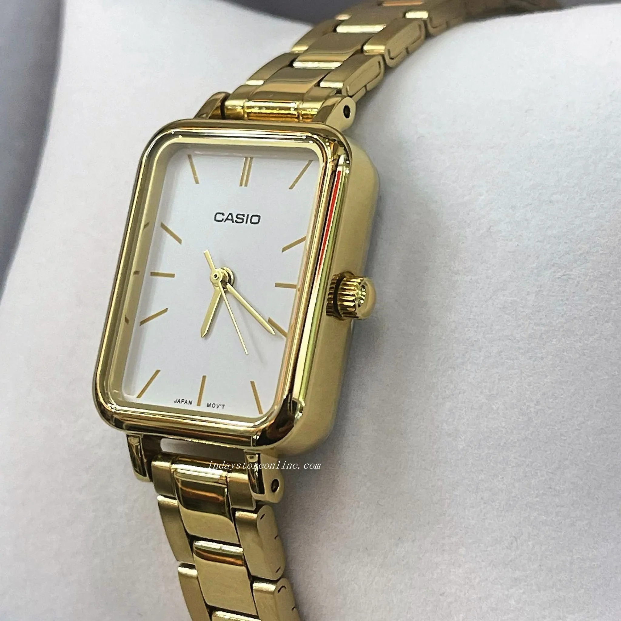 Casio Standard Women's Watch LTP-V009G-7E Square Type Gold Plated Stainless Steel Strap