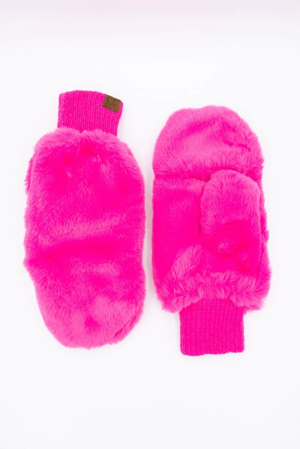 C.C. Faux Fur Mittens for Women in Hot Pink | MT-715-HOTPINK
