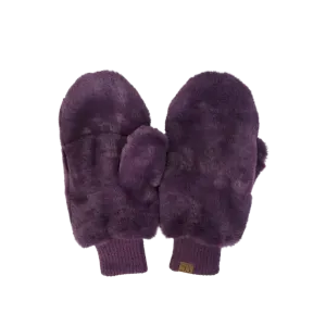 C.C Faux Fur Mittens with Shepherd Lining- Purple