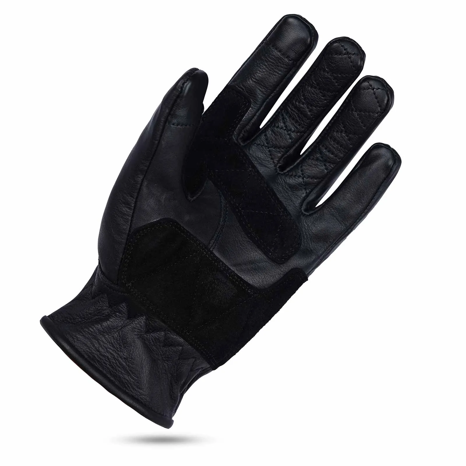 CE Certified Black Leather Motorcycle Gloves
