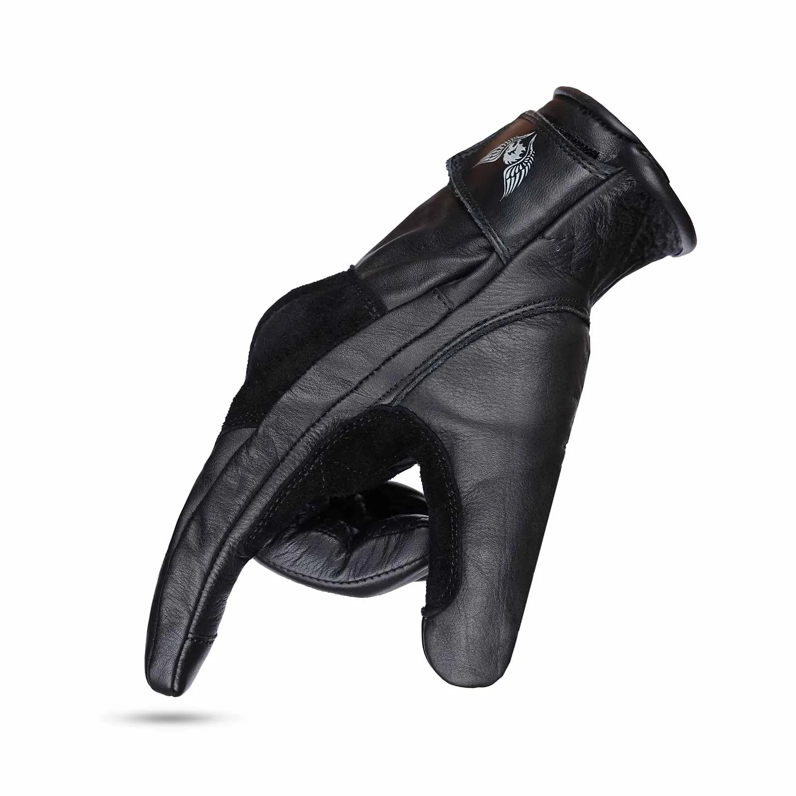 CE Certified Black Leather Motorcycle Gloves