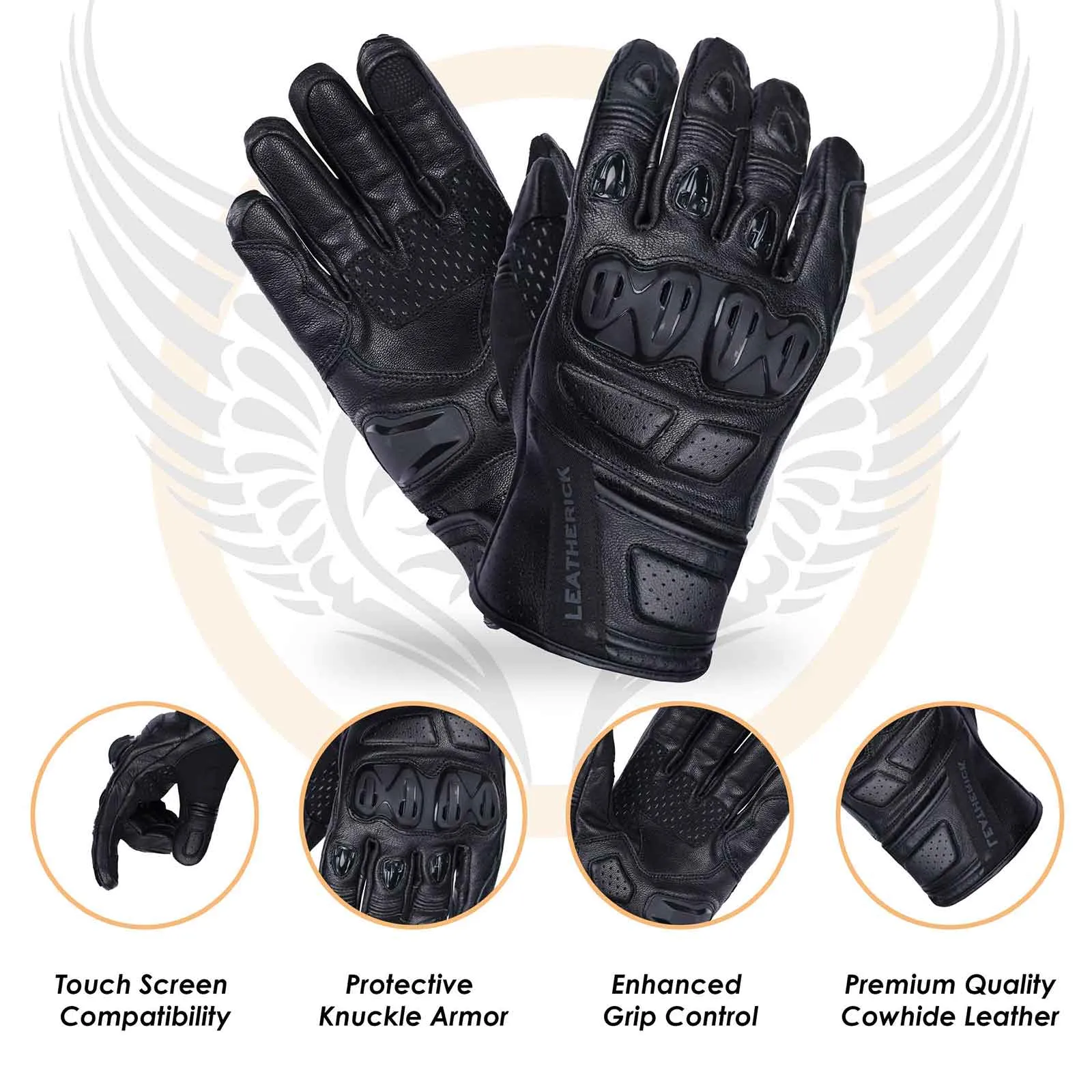 CE-Certified Men’s Motorbike Black Gloves