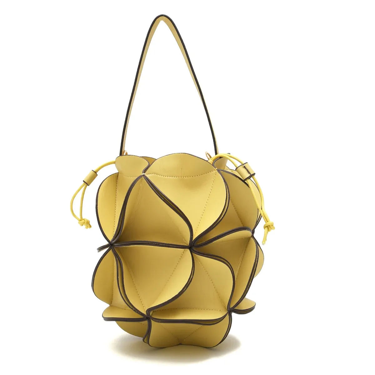 CEZIRA Women Fashion Niche Design Bucket Shoulder Bag PU Vegan Leather Cute Petal Patchwork Drawstring Cross Body Handbag Purses