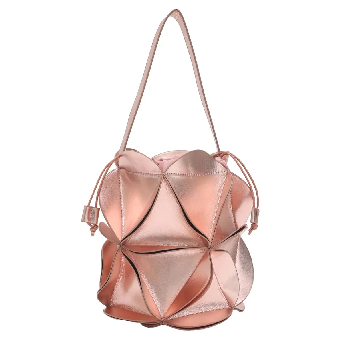 CEZIRA Women Fashion Niche Design Bucket Shoulder Bag PU Vegan Leather Cute Petal Patchwork Drawstring Cross Body Handbag Purses