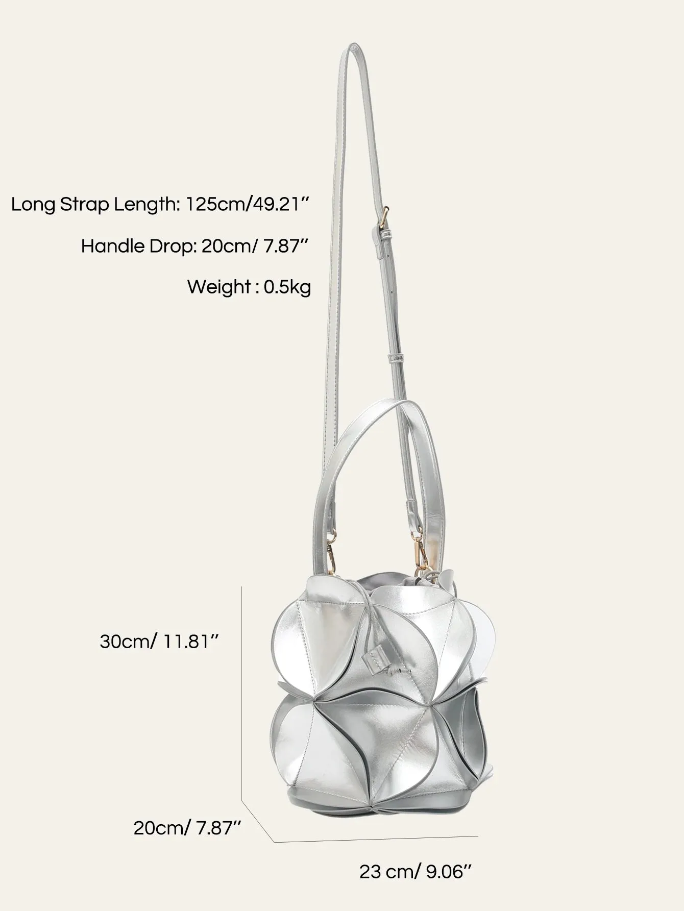 CEZIRA Women Fashion Niche Design Bucket Shoulder Bag PU Vegan Leather Cute Petal Patchwork Drawstring Cross Body Handbag Purses