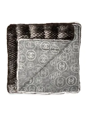 Chanel 78.5" Orylag Rabbit Fur & Cashmere Stole/Throw
