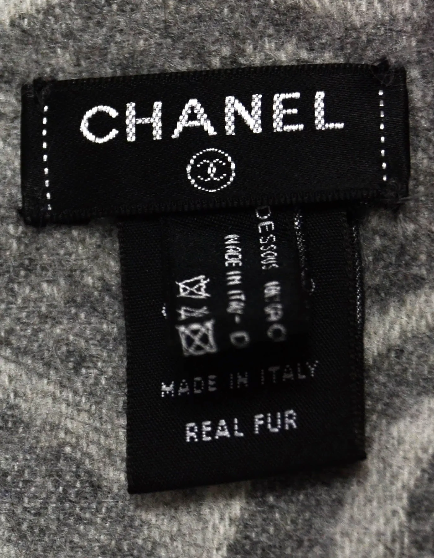 Chanel 78.5" Orylag Rabbit Fur & Cashmere Stole/Throw