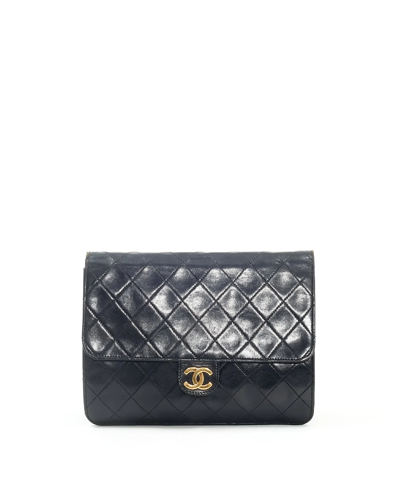 Chanel Black Lambskin Vintage Coco Flap Chain Bag
