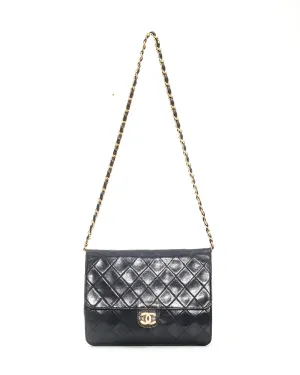 Chanel Black Lambskin Vintage Coco Flap Chain Bag