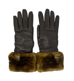 Chanel Brown Fur Gloves