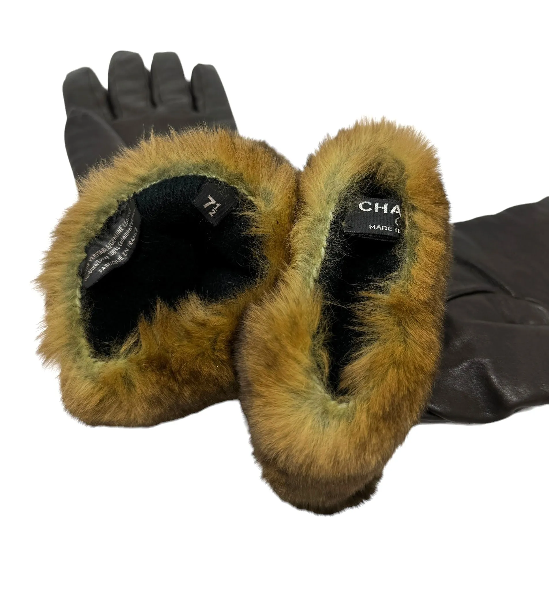 Chanel Brown Fur Gloves