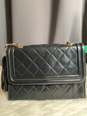 Chanel Quilted Black Leather Messenger Bag