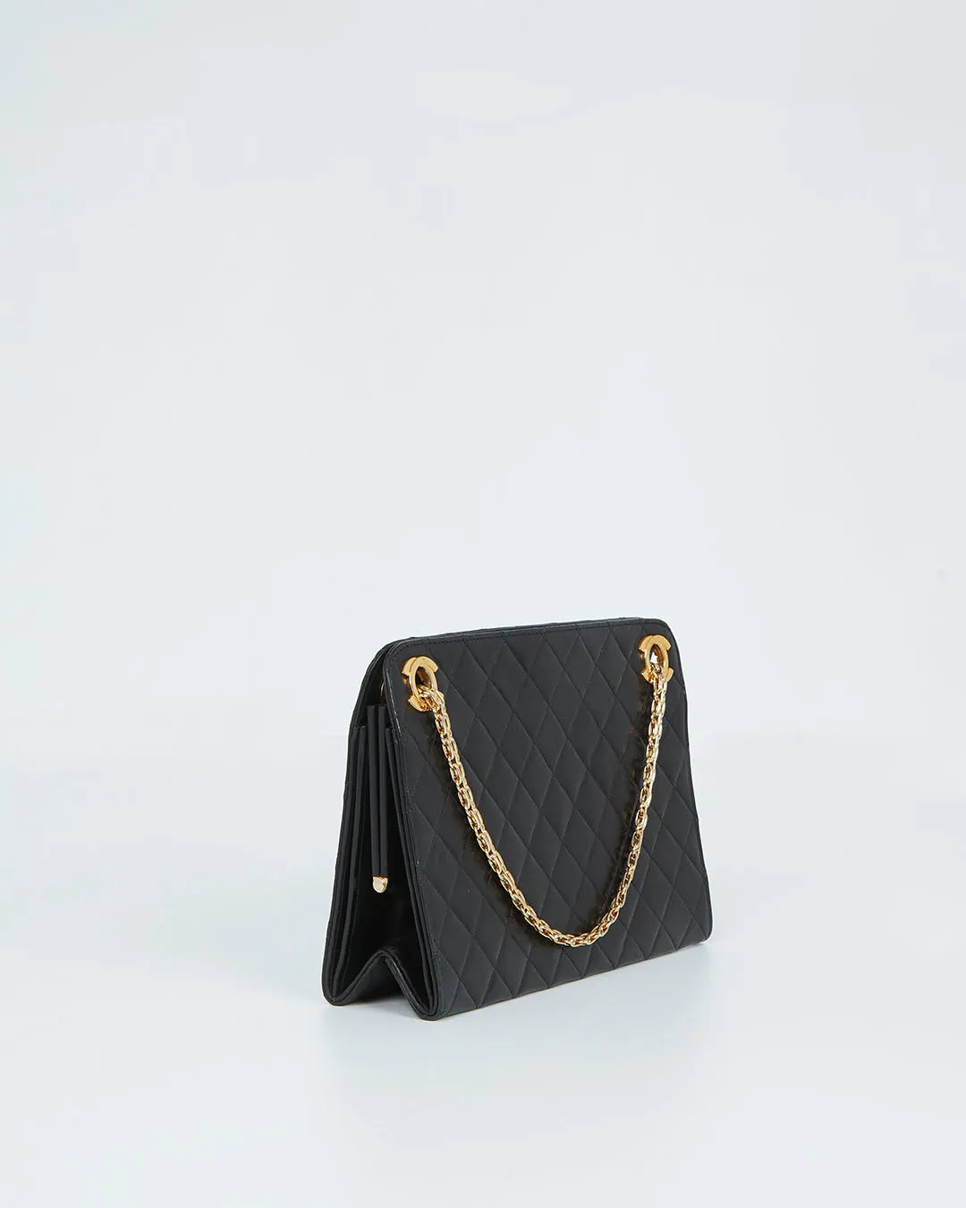 Chanel Vintage Black Lambskin CC Chain Shoulder Bag