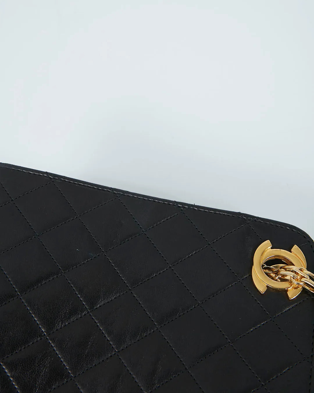 Chanel Vintage Black Lambskin CC Chain Shoulder Bag