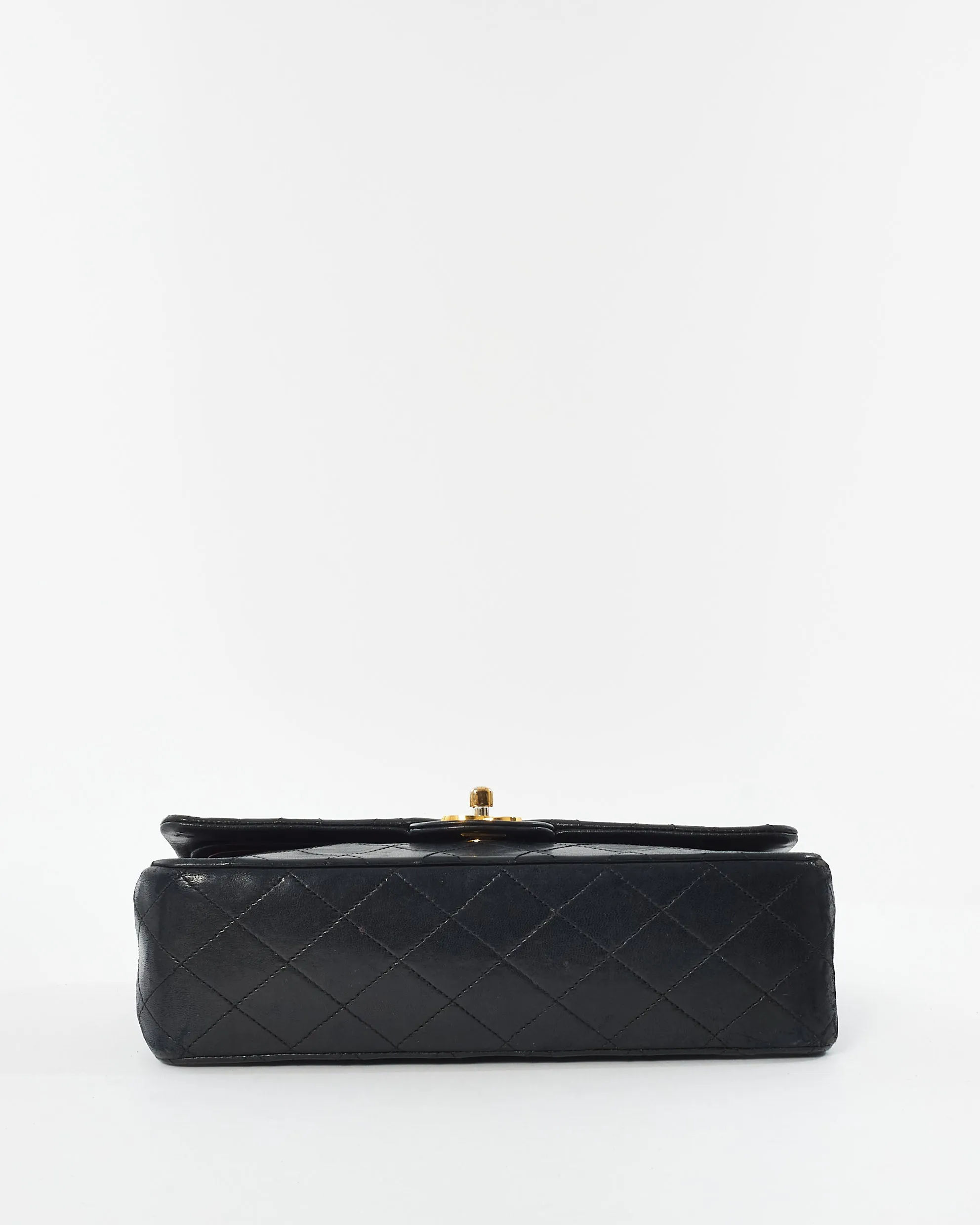 Chanel Vintage Black Lambskin Leather Medium Classic Flap Bag