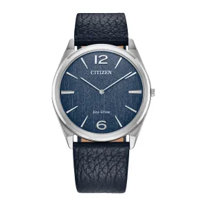 Citizen Surrato Mens Eco Drive Blue Dial Blue Leather Strap Watch