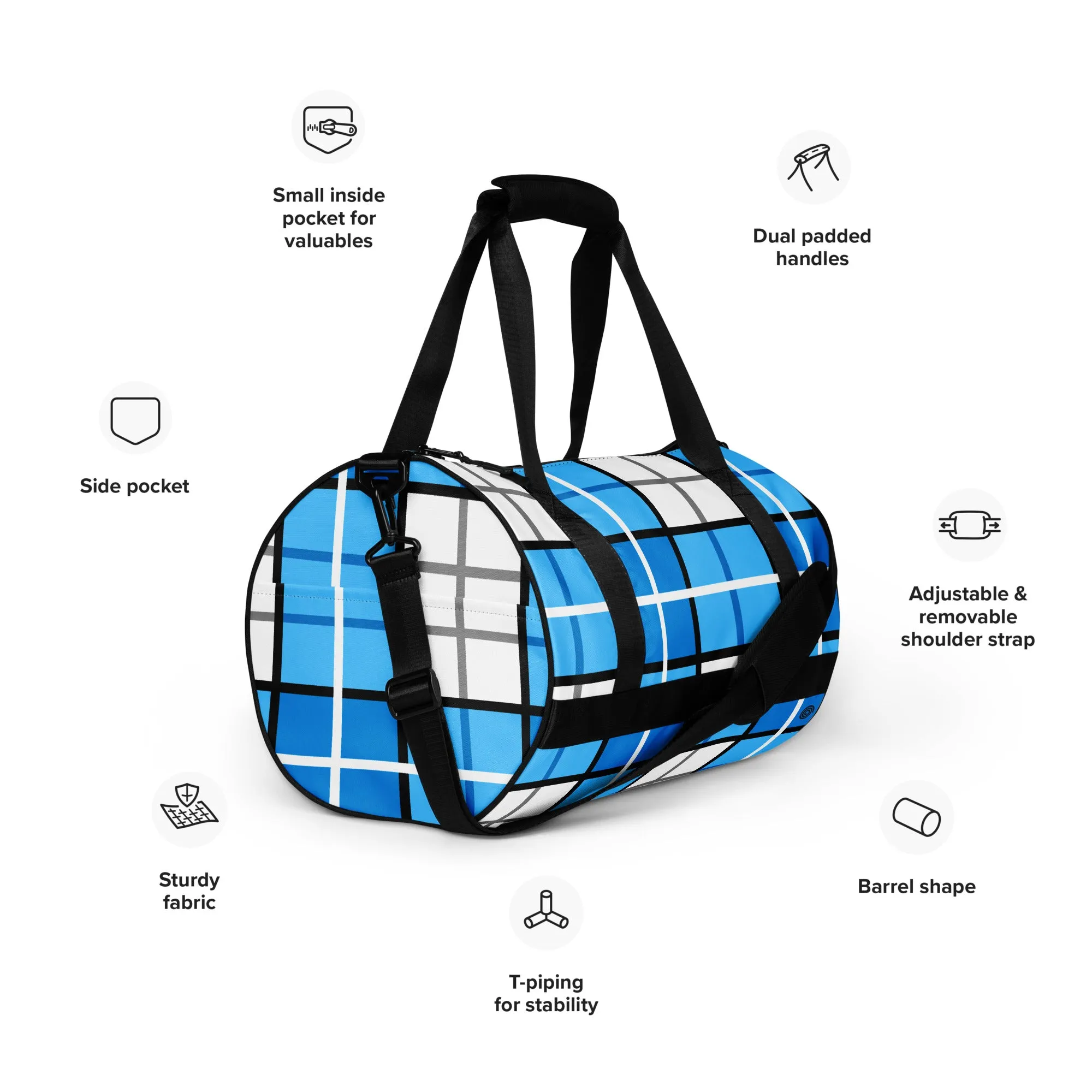 ✨'Clyde Sky Blue' Happy Tartan® Gym Bag✨