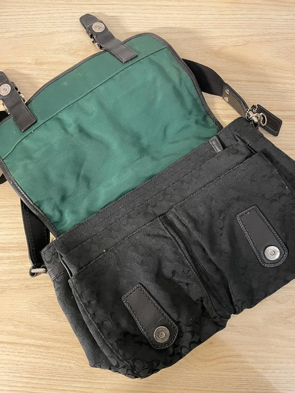 coach signature canvas saddle messenger bag