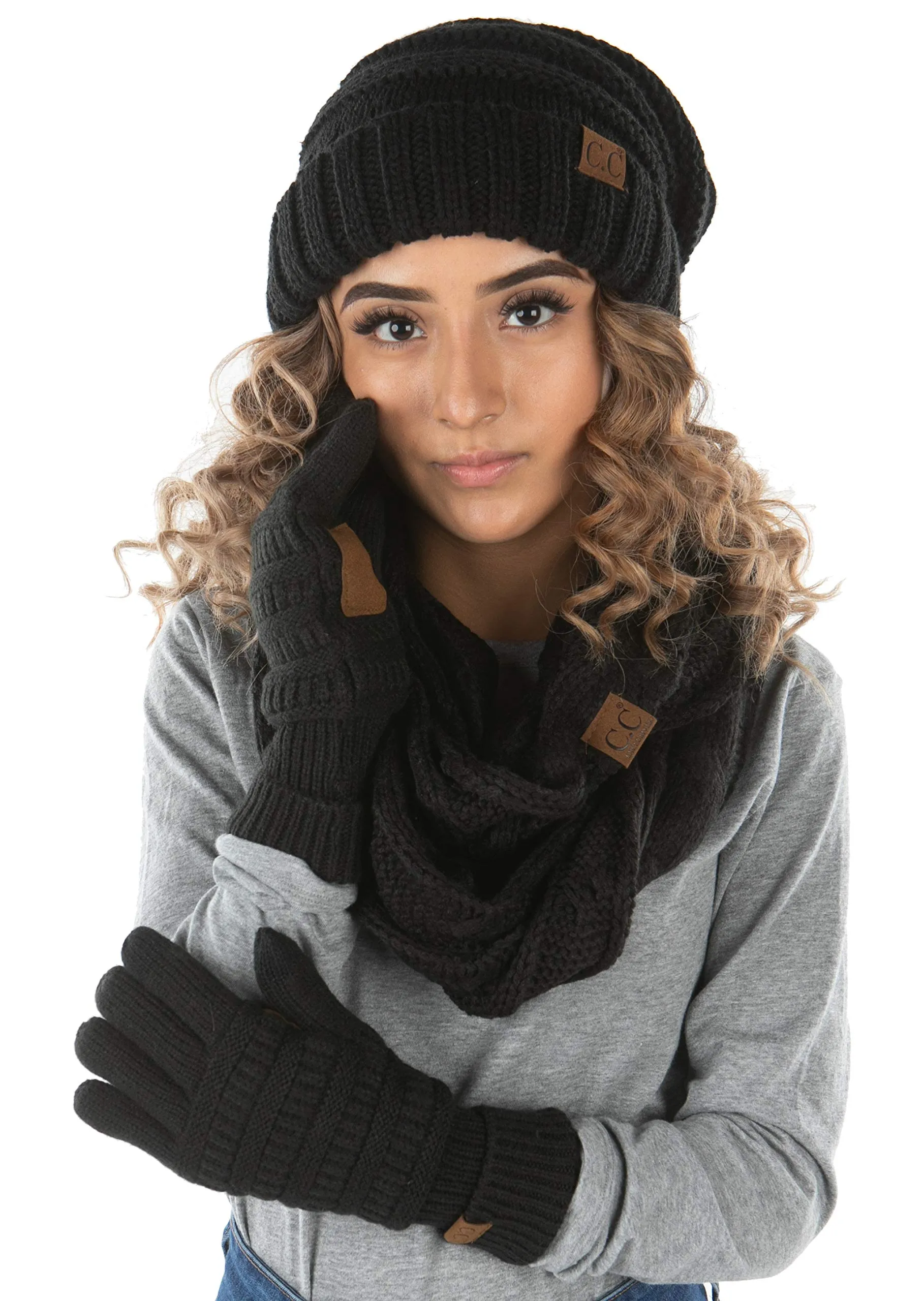Confetti Matching Infinity Scarf, Oversized Beanie & Gloves Set by Funky Junque
