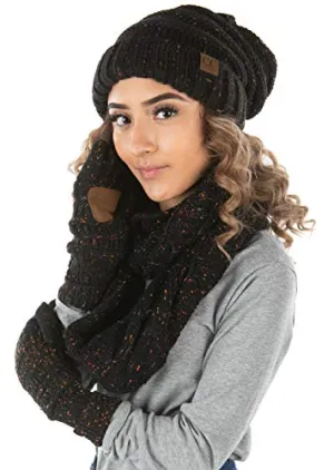 Confetti Matching Infinity Scarf, Oversized Beanie & Gloves Set by Funky Junque