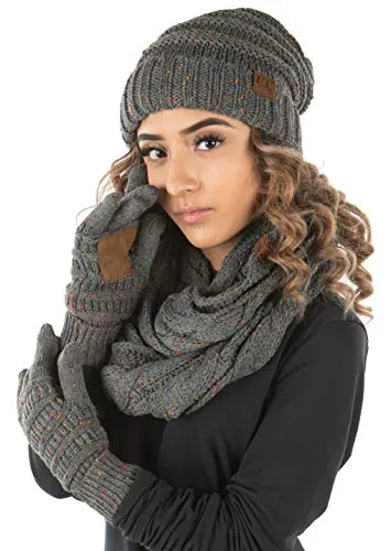 Confetti Matching Infinity Scarf, Oversized Beanie & Gloves Set by Funky Junque