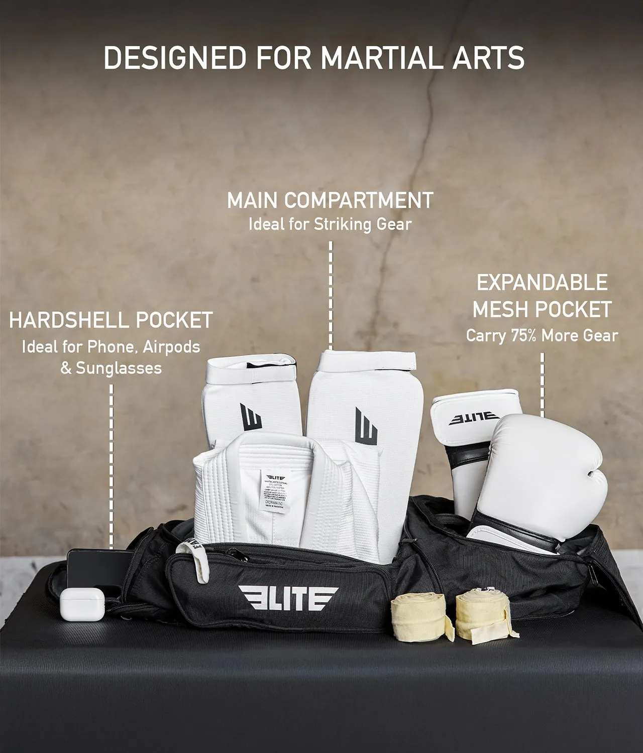 Convertible Black MMA Gear Gym Bag & Backpack