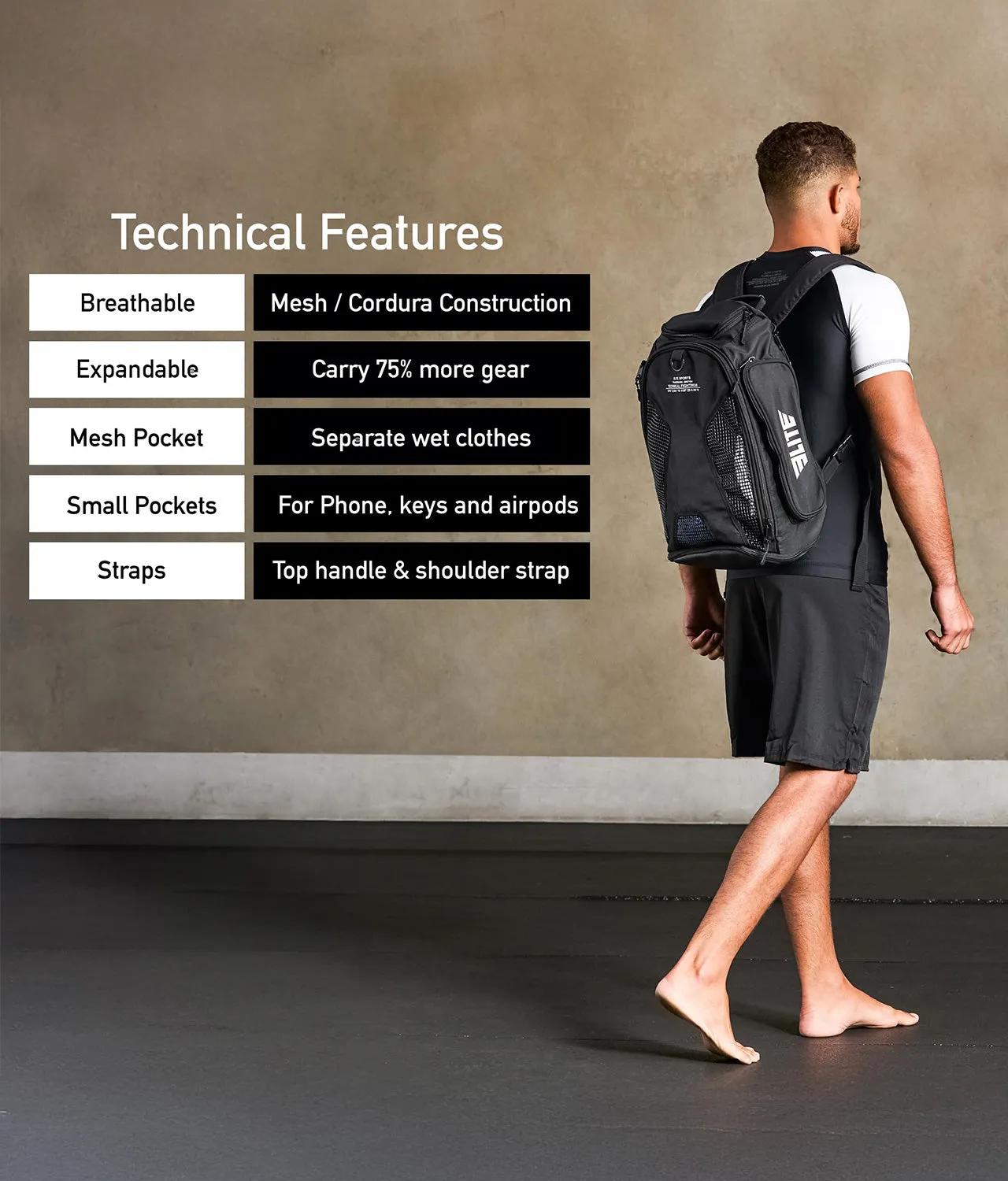 Convertible Black MMA Gear Gym Bag & Backpack