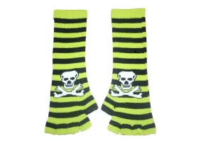Copy of Black and Green Skull Arm Length Fingerless Gloves